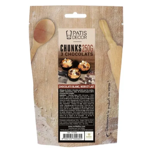Mélange de chunks aux 3 chocolats 250 g