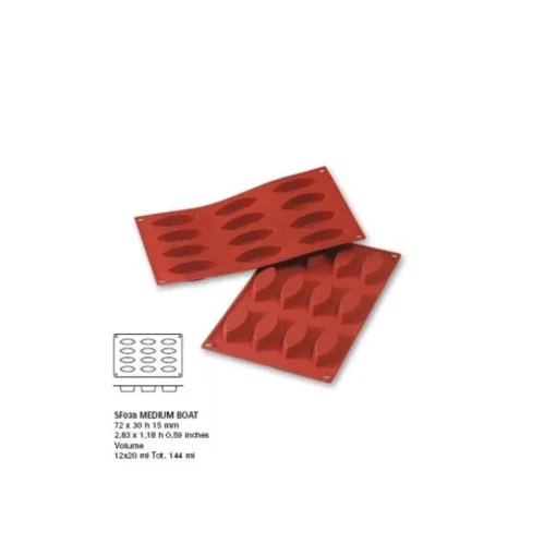 Moule silicone 12 barquettes moyennes