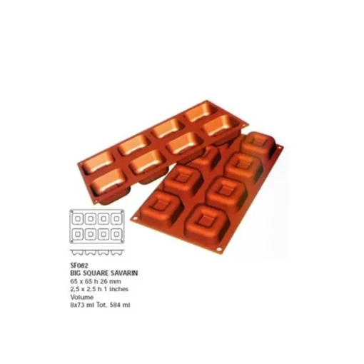 Moule silicone grands savarins carrés