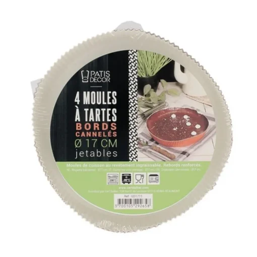 Moules à tarte à bords cannelés jetables 17 cm (x4)