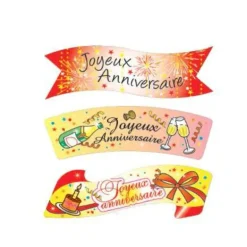 Plaquette azyme Joyeux Anniversaire assorties (x24)