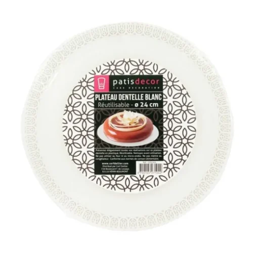 Plateau dentelle rond blanc