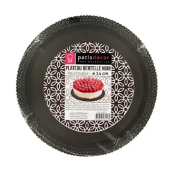 Plateau dentelle rond noir