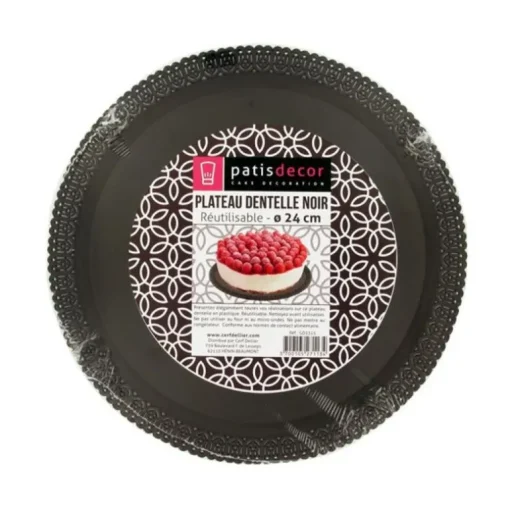 Plateau dentelle rond noir