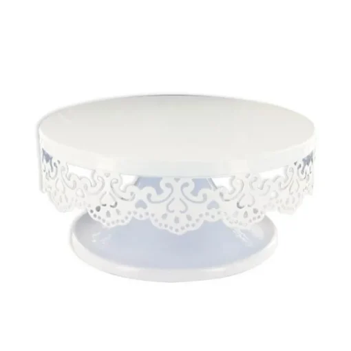 Présentoir gâteau blanc broderie Ø 15 cm