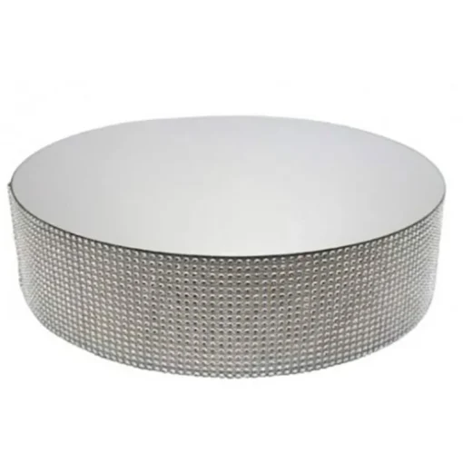 Présentoir gâteau effet miroir et contour en strass 35 cm