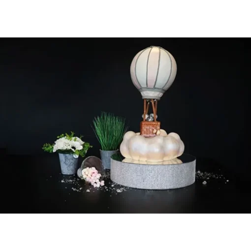Présentoir gâteau effet miroir et contour en strass 35 cm