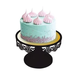 Présentoir gâteau noir broderie Ø 18 cm