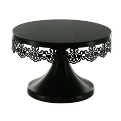 Présentoir gâteau noir broderie Ø 18 cm