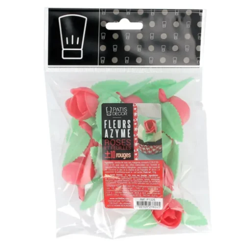 Roses rouges avec feuilles (x10)