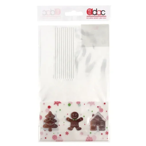 Sachets bonbons Pains d'épices + liens - 14 x 23 cm (x 10)