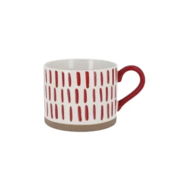 Tasse blanche à traits rouges